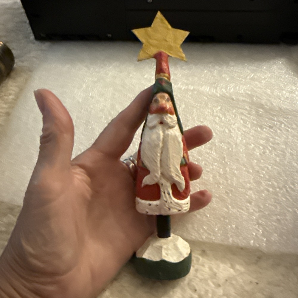 1989 House of Hatten Santa with Star on Top  Enchanted Forest Folk Art 8.5"